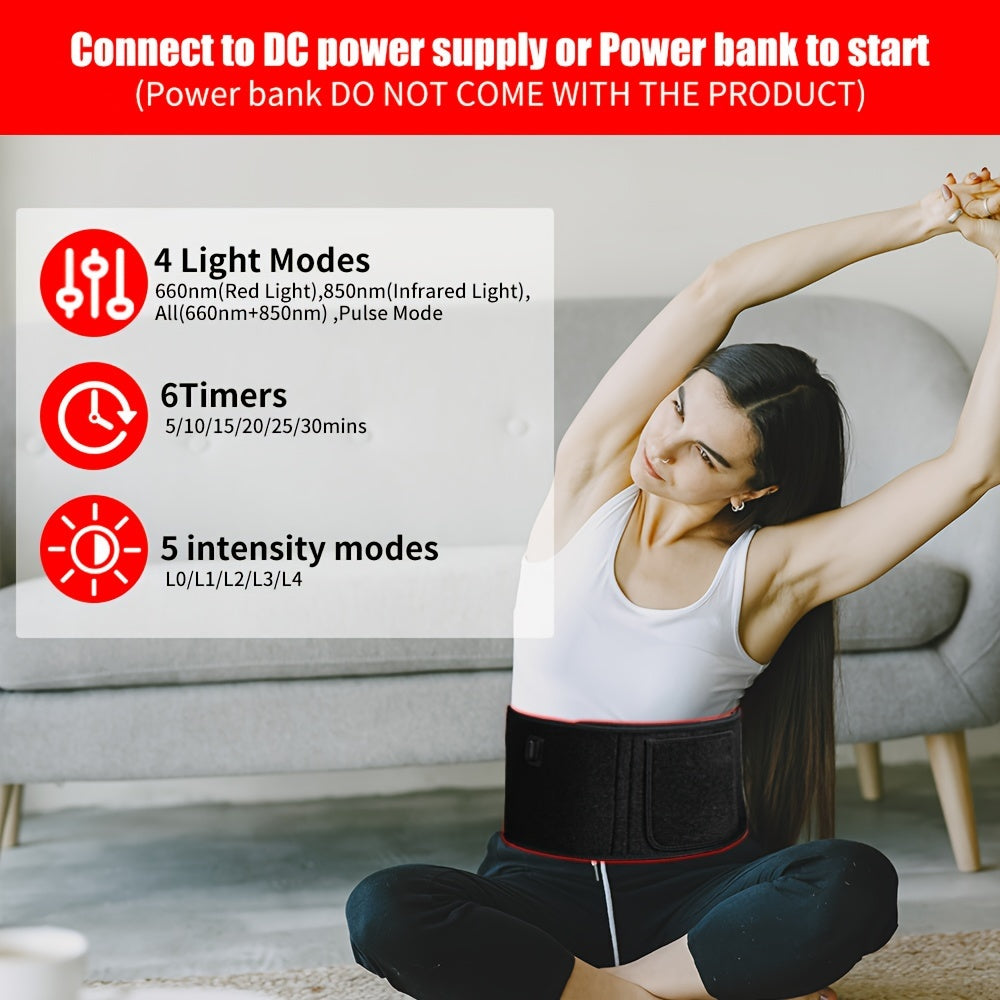Adjustable 3-in-1 Infrared Light Belt for Body - Dual Wavelengths 660nm & 850nm, Wearable Red Light Wrap with Timer, Powerful LED Lights for Enhanced Inflammation Relief, Wound & Recovery - US Plug, Infrared Light